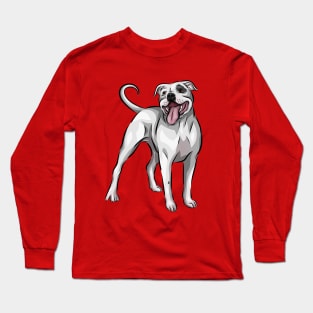 Cute White Staffordshire Bull Terrier Dog Long Sleeve T-Shirt